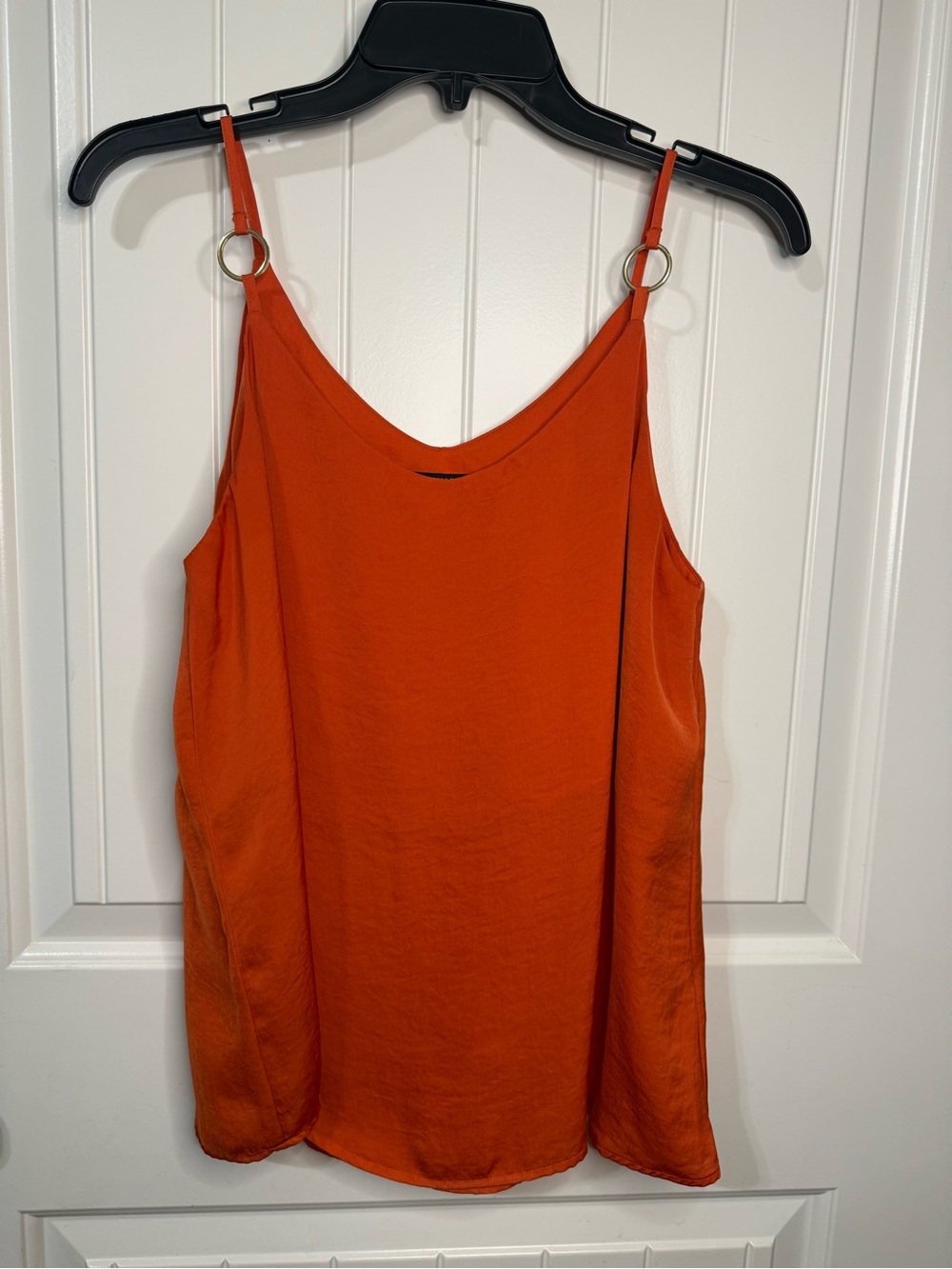 Tahari Bright Orange Satin Camisole with Gold Ring Straps